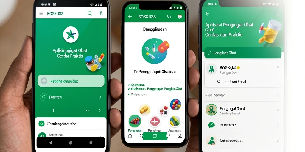 Antarmuka BOSKU33 yang sederhana dan mudah digunakan untuk pengingat obat.