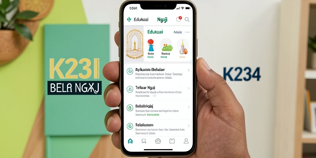 Tampilan antarmuka aplikasi Belajar Ngaji K234 yang intuitif.