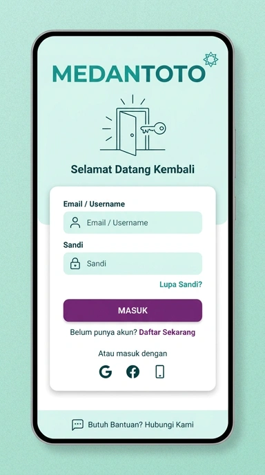 Tampilan halaman login medantoto